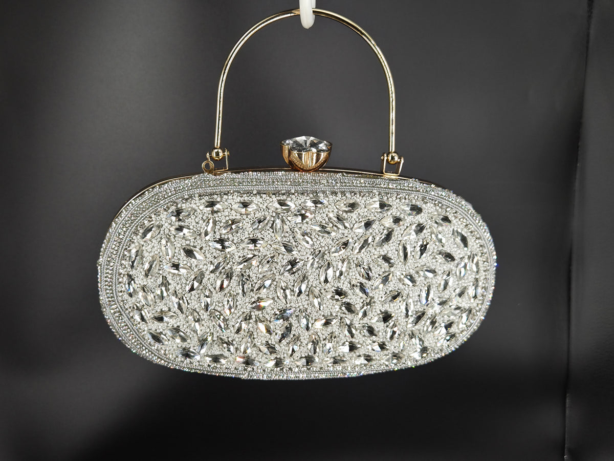 Silver party clutch