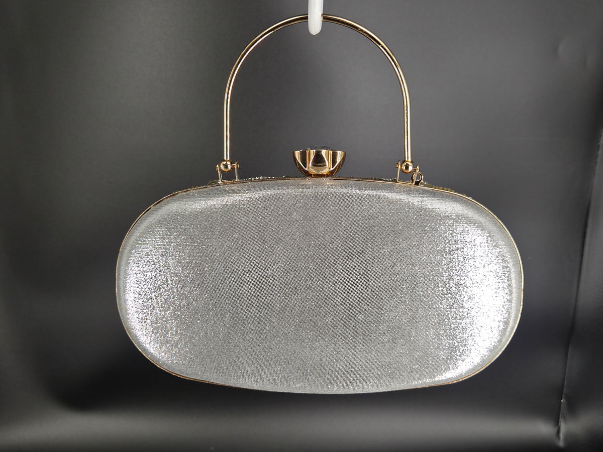 Silver party clutch