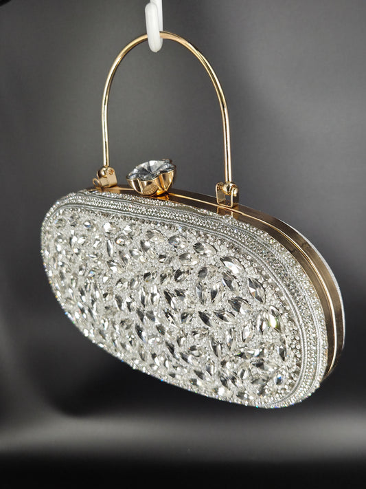 Silver party clutch