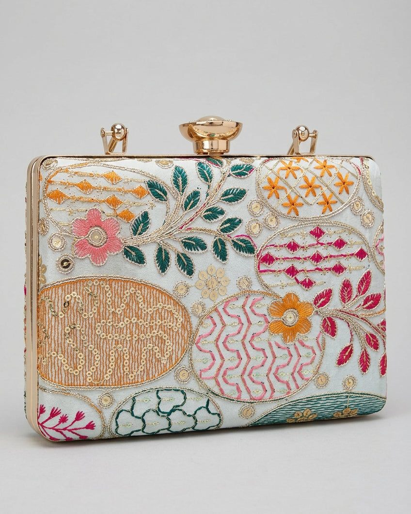 Satrangi Chikankari Clutch