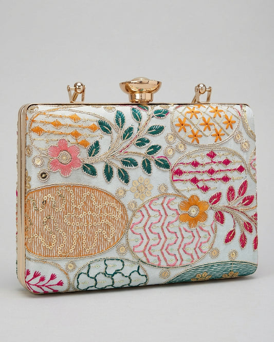 Satrangi Chikankari Clutch