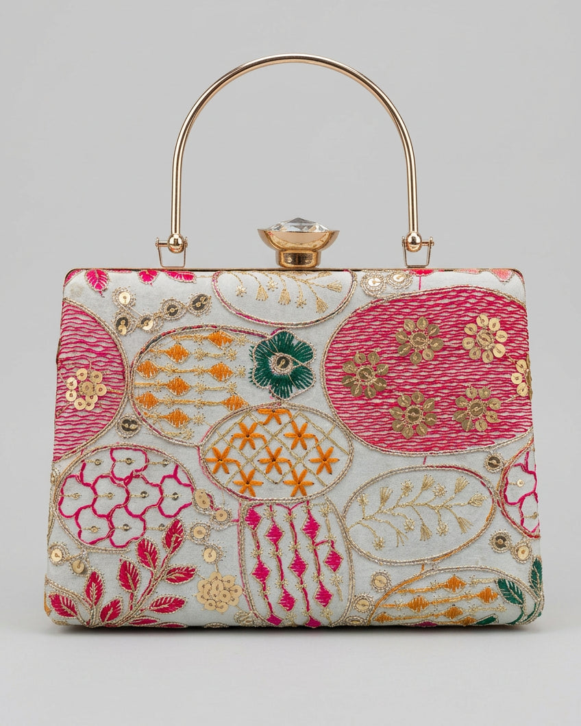 Satrangi Chikankari Clutch
